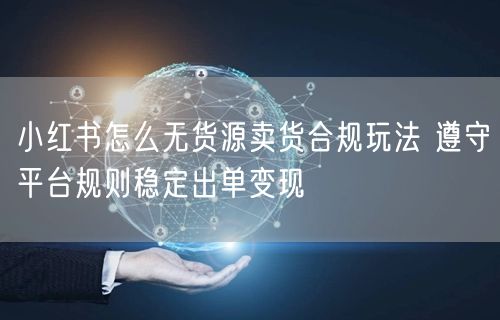 小红书怎么无货源卖货合规玩法 遵守平台规则稳定出单变现