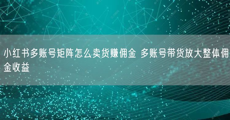 小红书多账号矩阵怎么卖货赚佣金 多账号带货放大整体佣金收益
