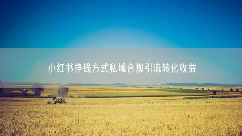 小红书挣钱方式私域合规引流转化收益