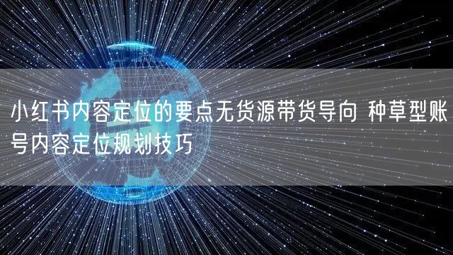 小红书内容定位的要点无货源带货导向 种草型账号内容定位规划技巧