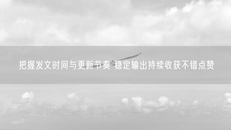 把握发文时间与更新节奏 稳定输出持续收获不错点赞
