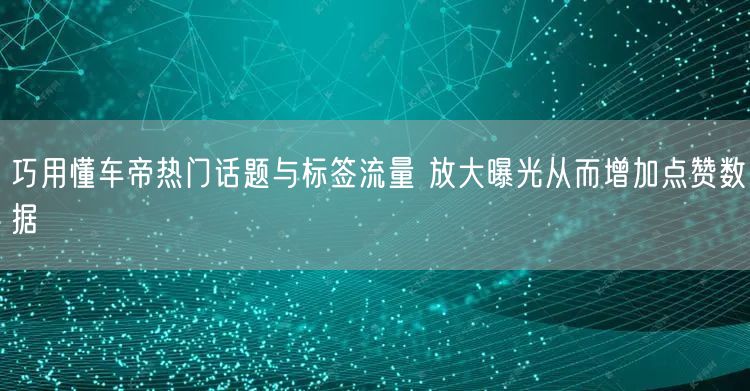 巧用懂车帝热门话题与标签流量 放大曝光从而增加点赞数据