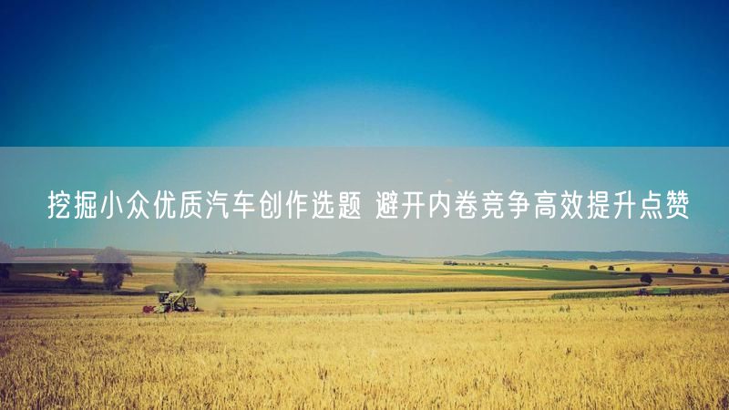 挖掘小众优质汽车创作选题 避开内卷竞争高效提升点赞