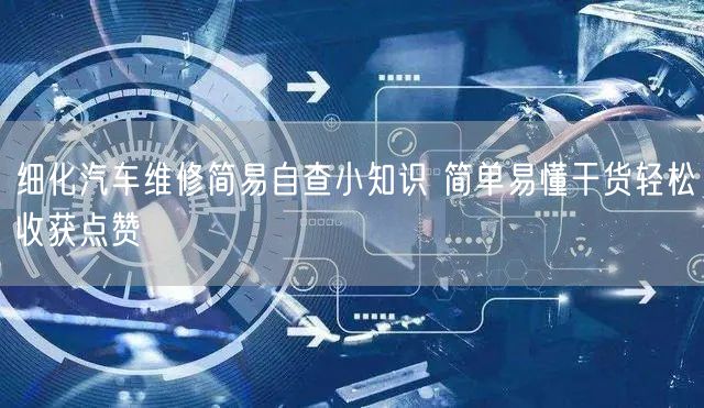 细化汽车维修简易自查小知识 简单易懂干货轻松收获点赞