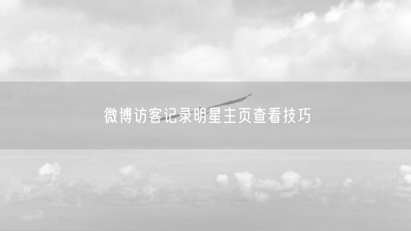 微博访客记录明星主页查看技巧