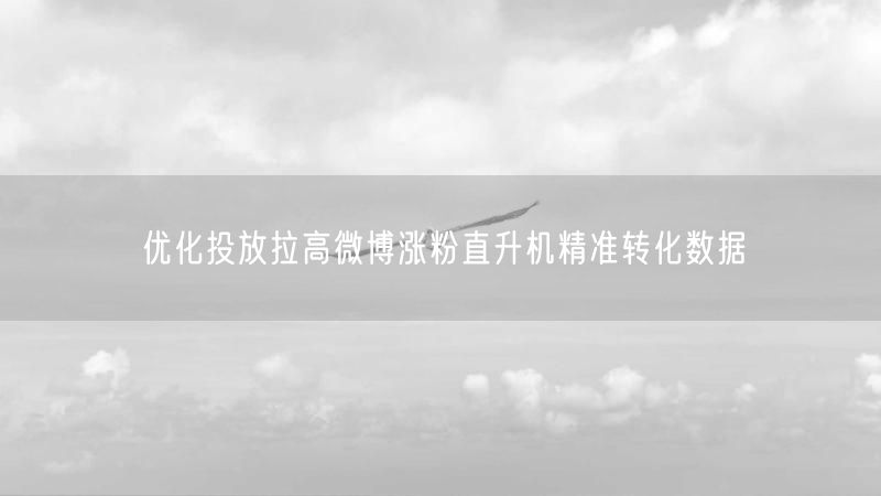 优化投放拉高微博涨粉直升机精准转化数据