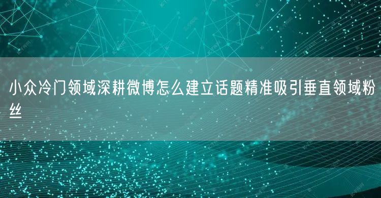 小众冷门领域深耕微博怎么建立话题精准吸引垂直领域粉丝
