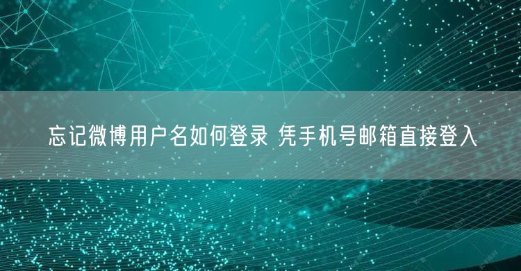 忘记微博用户名如何登录 凭手机号邮箱直接登入