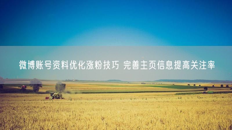 微博账号资料优化涨粉技巧 完善主页信息提高关注率